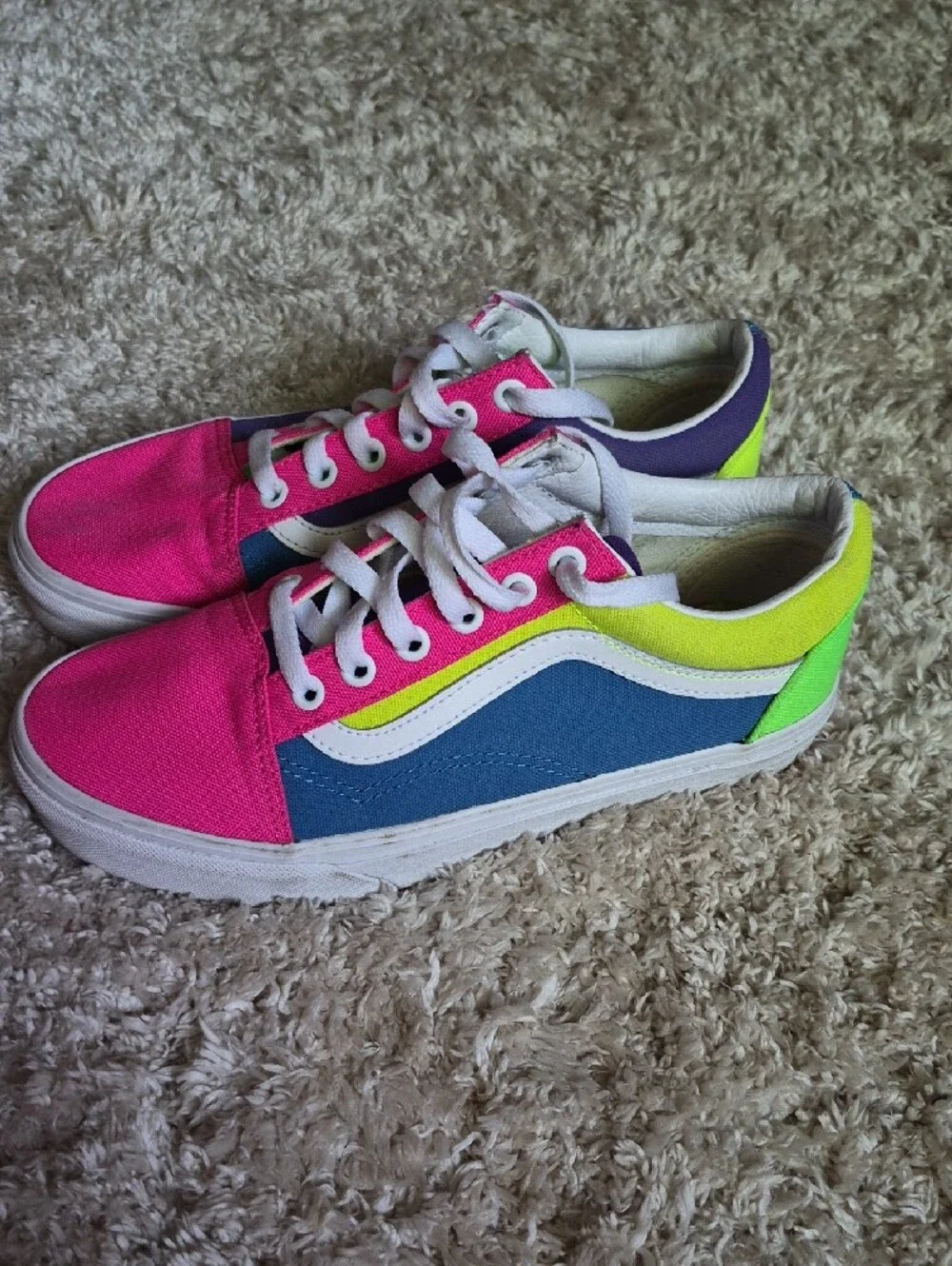 Vans Kids Low-Top Sneakers - Hot Pink, Neon Green & Royal Blue